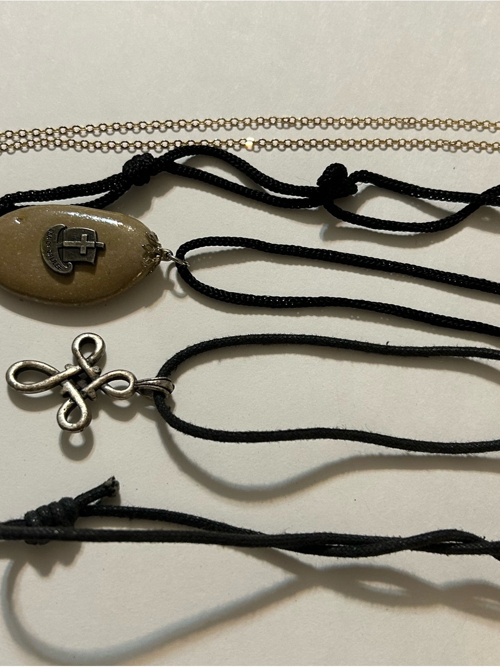 Casual Layering Necklace Bundle White Enamel Dagger Sea of Galilee Faith